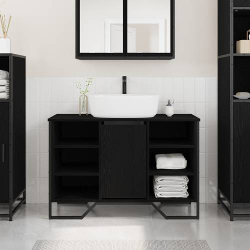 Ormar za sudoper u kupaonici Crni hrast 91x35x60 cm Konstruirano drvo Cijena