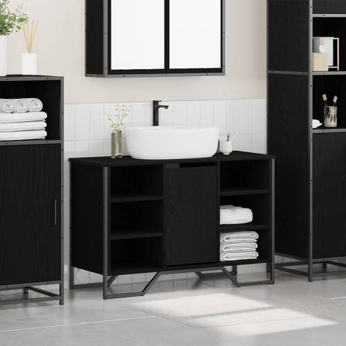 Ormar za sudoper u kupaonici Crni hrast 91x35x60 cm Konstruirano drvo Cijena