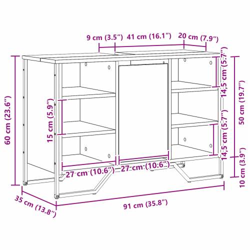 Ormar za sudoper u kupaonici Crni hrast 91x35x60 cm Konstruirano drvo Cijena