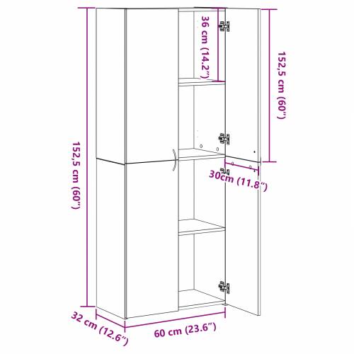 Visoki ormar od ribljevog hrasta 60 x 32 x 153 cm, konstruirano drvo Cijena