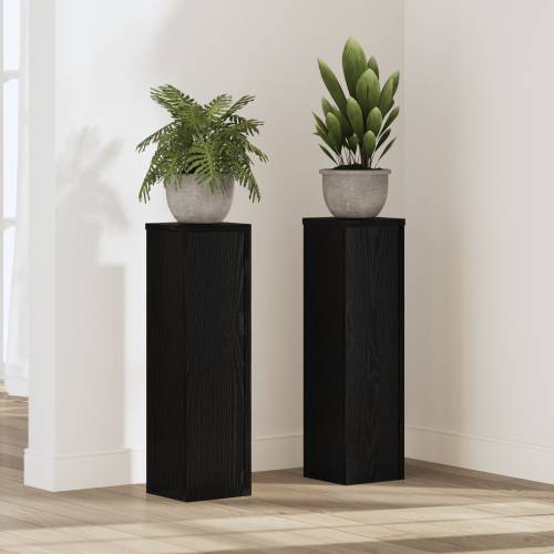Stalak za biljke 2 kom Crni hrast 17x17x60 cm Konstruirano drvo Cijena
