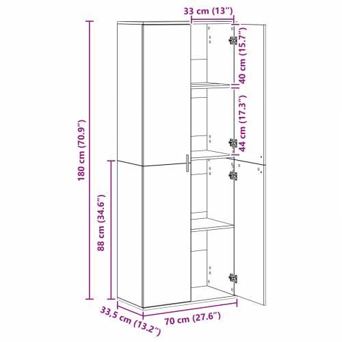 Highboard Crni Hrast 70x35x180 cm Konstruirano drvo Cijena
