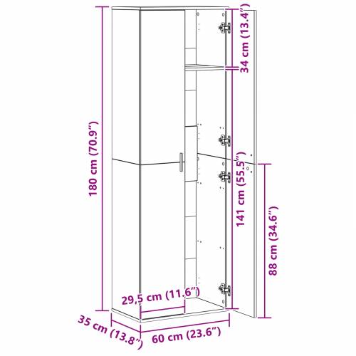 Visoki ormar crni hrast 60x35x180 cm inženjersko drvo Cijena