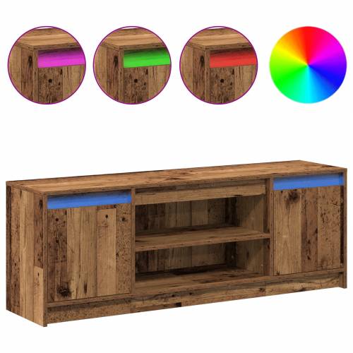 TV Kabinet s LED - Stari drvo, 139,5x34x50 cm, Od inženjerskog drva Cijena