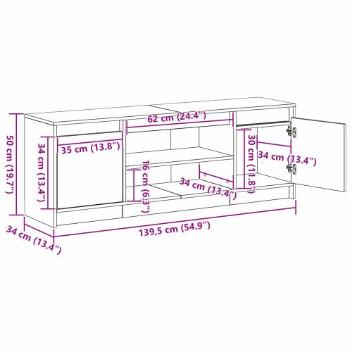 TV Kabinet s LED - Stari drvo, 139,5x34x50 cm, Od inženjerskog drva Cijena