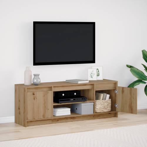 TV ormarić s LED-om u Artisan hrastu 139,5x34x50 cm, napravljen od konstruiranog drveta Cijena