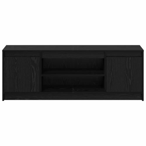 TV komoda s LED-om u crnom hrastu, 139,5x34x50 cm, napravljena od konstruiranog drveta Cijena