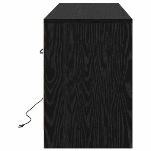 TV komoda s LED-om u crnom hrastu, 139,5x34x50 cm, napravljena od konstruiranog drveta Cijena