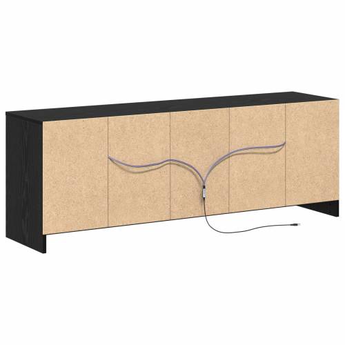 TV komoda s LED-om u crnom hrastu, 139,5x34x50 cm, napravljena od konstruiranog drveta Cijena