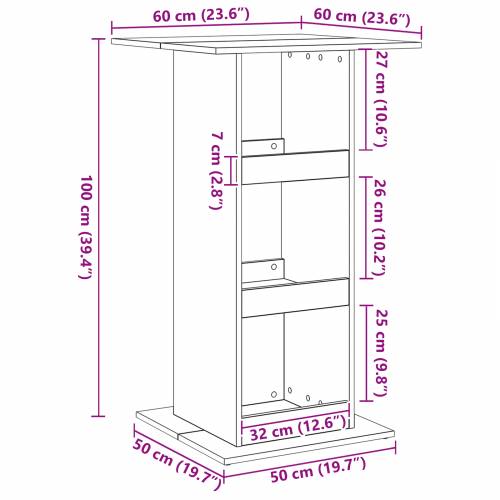 Bar stol s pohranom Crni hrast 60x60x102 cm Konstruirano drvo Cijena