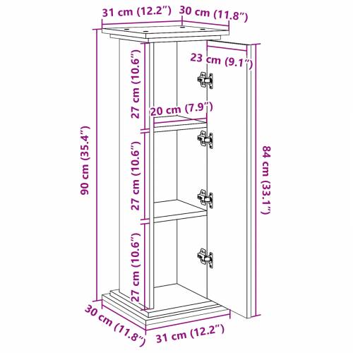 stalak za izlaganje s prostorom za pohranu Crni hrast 31x30x90 cm Drvo Cijena
