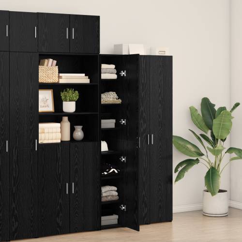 Visoki ormar crni hrast 30x42.5x185 cm inženjerska drvena ploča Cijena