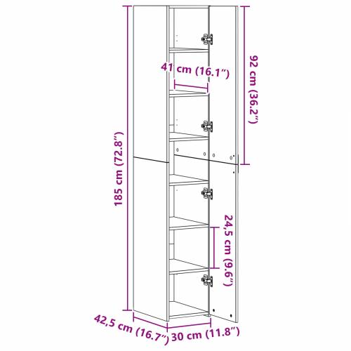 Visoki ormar crni hrast 30x42.5x185 cm inženjerska drvena ploča Cijena
