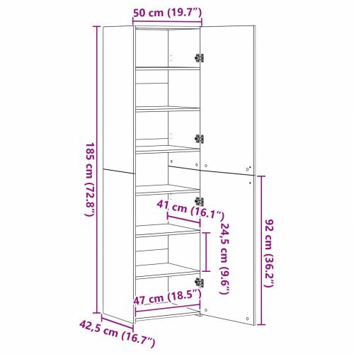visoka komoda crni hrast 50x42.5x185 cm od MDF-a Cijena