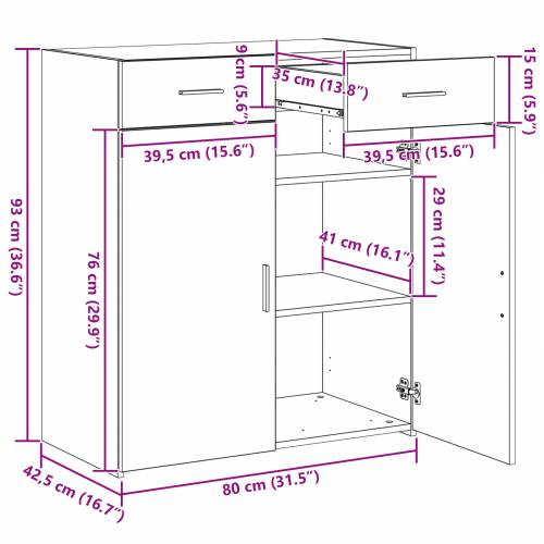 ormar za skladištenje Hrastovina 80x42.5x93.5 cm Konstruirano drvo Cijena