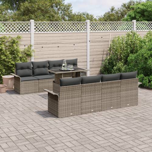 9 Komadni Vrtni Sofa Set s Jastucima Siva Poli Rattan Cijena