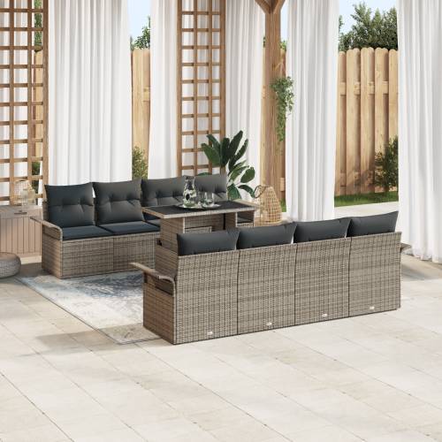 9 Komadni Vrtni Sofa Set s Jastucima Siva Poli Rattan Cijena