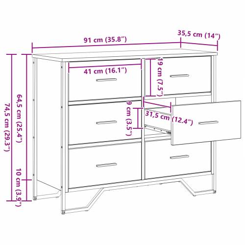 Ladica Obrtni hrast 91x35.5x74.5 cm Iverica Cijena