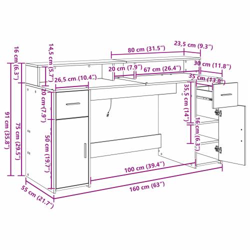 Stol Crni hrast 160x55x91 cm Inženjersko drvo Cijena