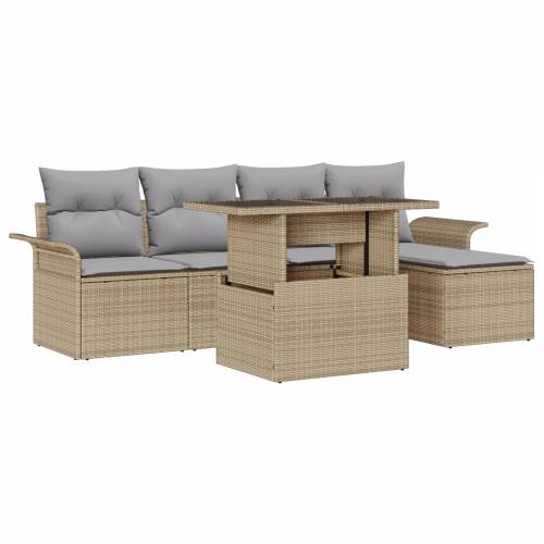 6 Komada Vrtni Sofa Set s Jastucima Bež Poli Ratan Cijena
