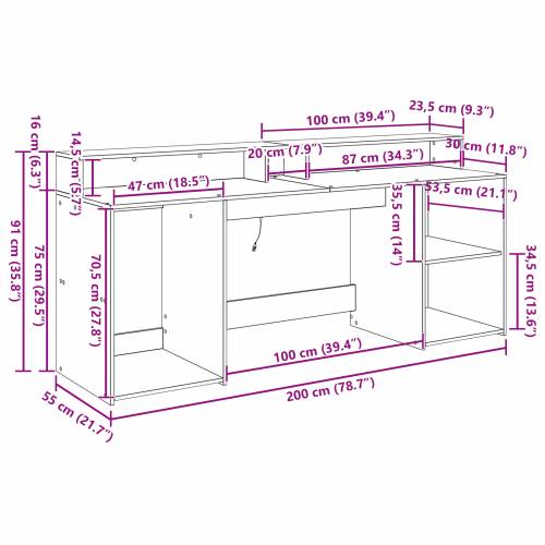 Stol crna hrastovina 200x55x91 cm konstruirano drvo Cijena