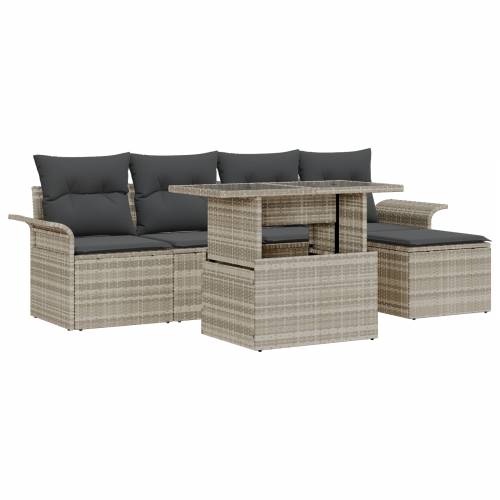 6-dijelni sofa set za vrt s jastučićima svjetlosivi poli ratan Cijena