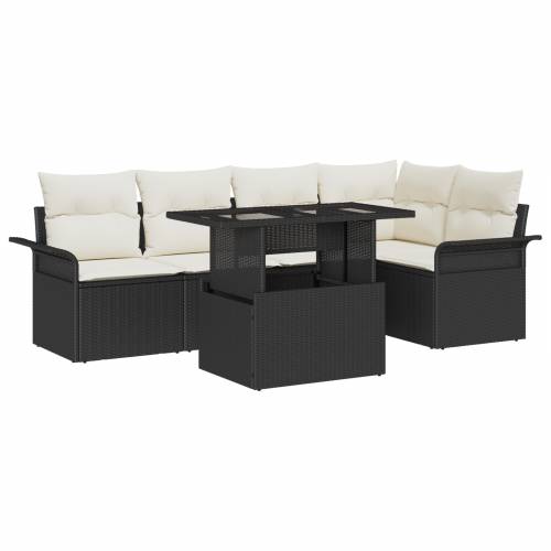 set vrtnih sofa od 6 dijelova s jastučićima crni poli ratan Cijena