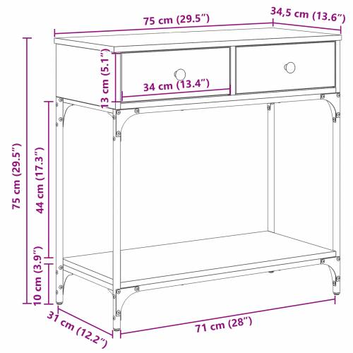 Konzolni stol Hrast umjetnik 75x34.5x75 cm Konstruirano drvo Cijena