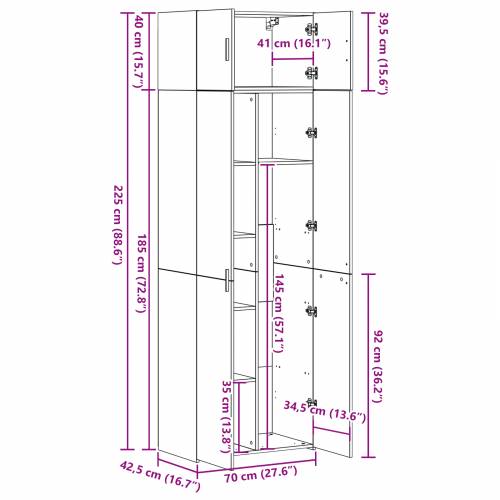 ormar za pohranu Crni hrast 70x42.5x225 cm Konstruirano drvo Cijena