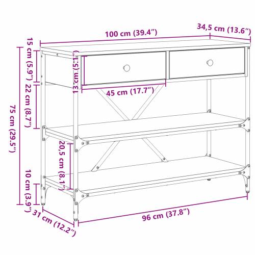 Konzolni stol Crni hrast 100x34.5x75 cm Inženjersko drvo Cijena