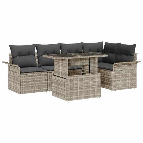 set vrtnog sofa s 6 dijelova i jastučićima svijetlosivog poly ratana Cijena