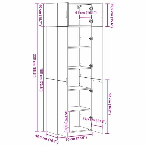 Ormar za pohranu Starinsko drvo 70x42.5x225 cm Konstruirano drvo Cijena