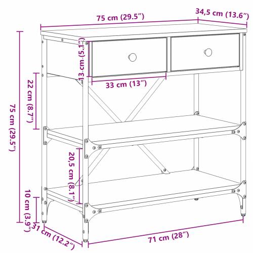 konzolni stol crni hrast 75x34.5x75 cm obrađeno drvo Cijena