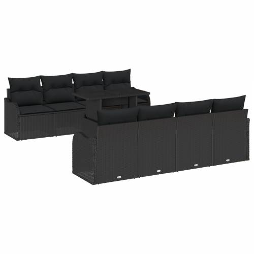 Vrtna garnitura - 10-dijelni set vrtnih sofa s jastučićima u crnom poli ratan Cijena