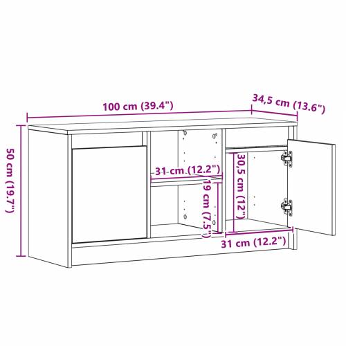 TV ormar s LED svjetlima - Oslikano drvo, 100x34x50 cm od konstruiranog drva. Cijena