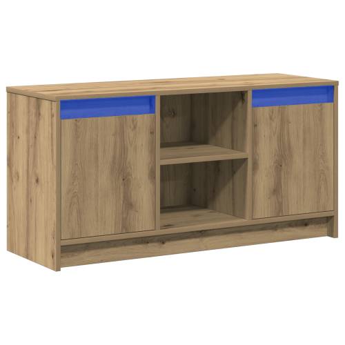TV kabinet s LED svjetlima u Artisan hrastu, 100x34x50 cm, izrađen od konstrukcijskog drva. Cijena