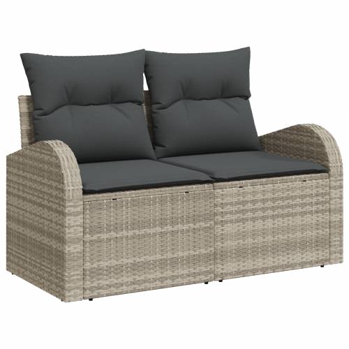 8-dijelni vrtni set sofa s jastucima svjetlosivi poli ratan Cijena