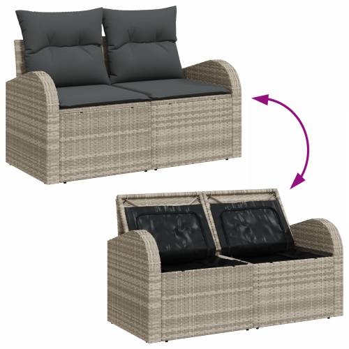 8-dijelni vrtni set sofa s jastucima svjetlosivi poli ratan Cijena
