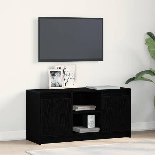 TV ormar s LED svjetlima u crnom hrastu, dimenzije 100x34x50 cm, napravljen od konstruiranog drva Cijena