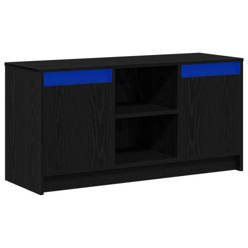 TV ormar s LED svjetlima u crnom hrastu, dimenzije 100x34x50 cm, napravljen od konstruiranog drva Cijena