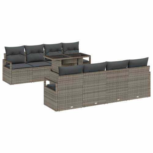 9 Komada Vrtna Sofa Set s Jastučićima Siva Poli Ratan Cijena