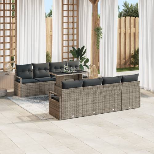 9 Komada Vrtna Sofa Set s Jastučićima Siva Poli Ratan Cijena