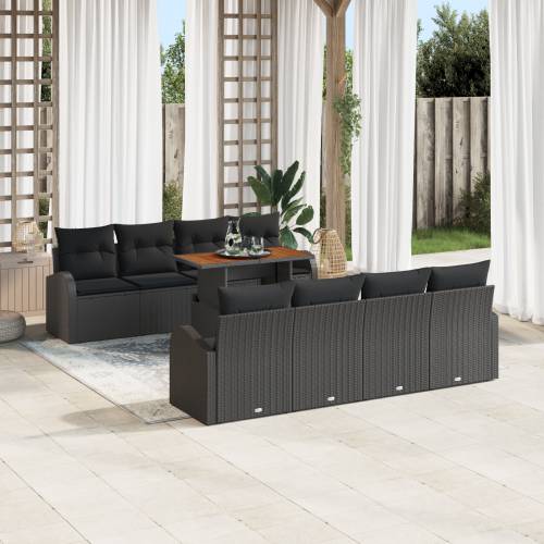 9-dijelni vrtni sofa set s jastučićima Crna Poli ratan Cijena