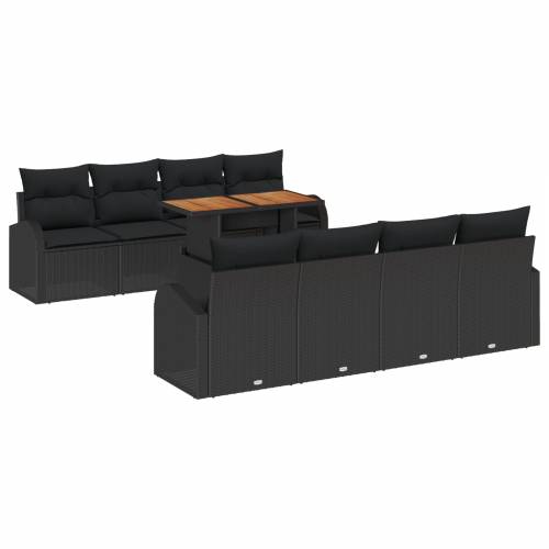 9-dijelni vrtni sofa set s jastučićima Crna Poli ratan Cijena