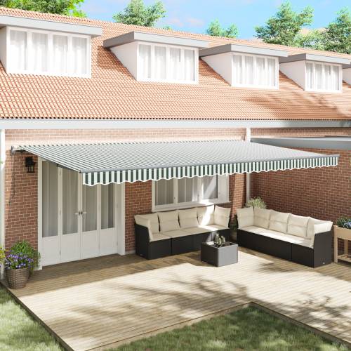 automatska uvlačna tenda zelena i bijela 600x350 cm Cijena