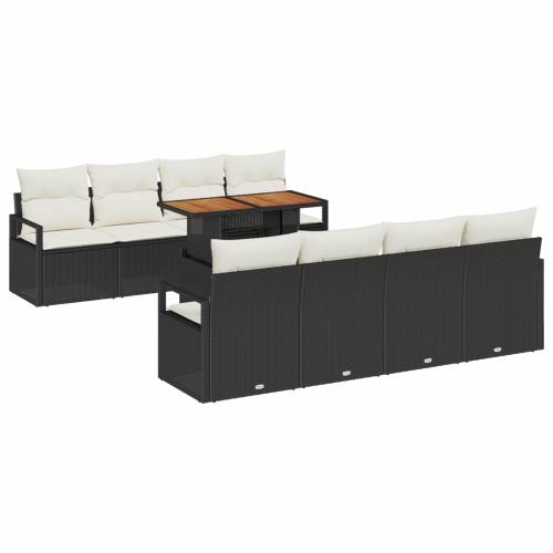 Vrtna garnitura - 9-dijelni set vrtnih sofa s jastučićima crni PE ratan Cijena