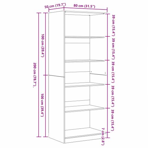 Crni ormar od hrasta 80 x 50 x 200 cm - Konstruirano drvo Cijena