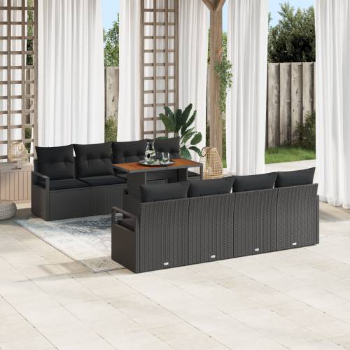 9 komada vrtni sofa set s jastucima crni poli ratan Cijena