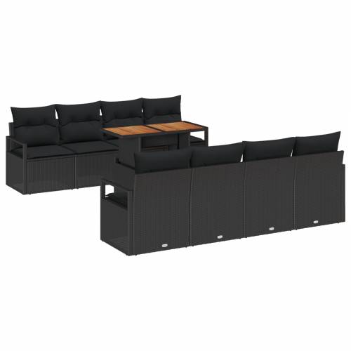 9 komada vrtni sofa set s jastucima crni poli ratan Cijena