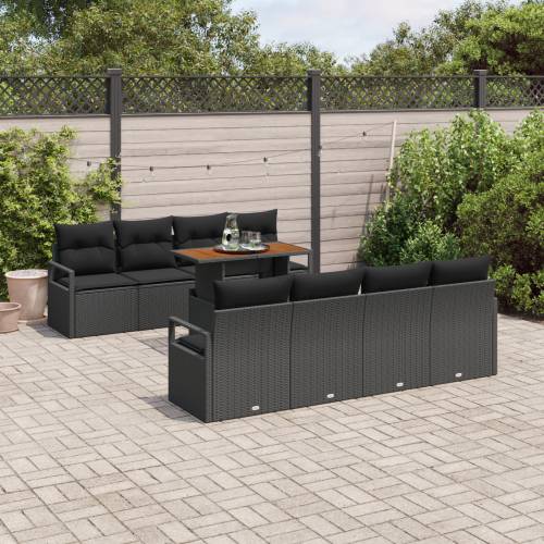 9 komada vrtni sofa set s jastucima crni poli ratan Cijena